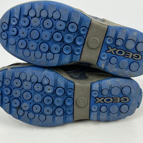 Geox Respira Kids Sneakers Size 2 Gray Blue Round Toe Hook & Loop Flat Heel - Picture 6 of 6